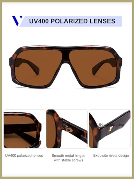 Oversized Aviator Polarized Sunglasses Large Shield Square Frame main image 2